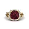 3.75 ctw Garnet & Micro VS/SI Diamond Certified Ring 18k Yellow Gold - REF-50G6W