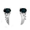 0.55 ctw Blue Sapphire & Diamond Earrings 10k White Gold - REF-12M3G