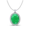 2.75 ctw Emerald & Micro VS/SI Diamond Halo Necklace 18k White Gold - REF-46W5H