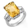 9.55 ctw Citrine & Diamond Ring 14k White Gold - REF-105Y5X