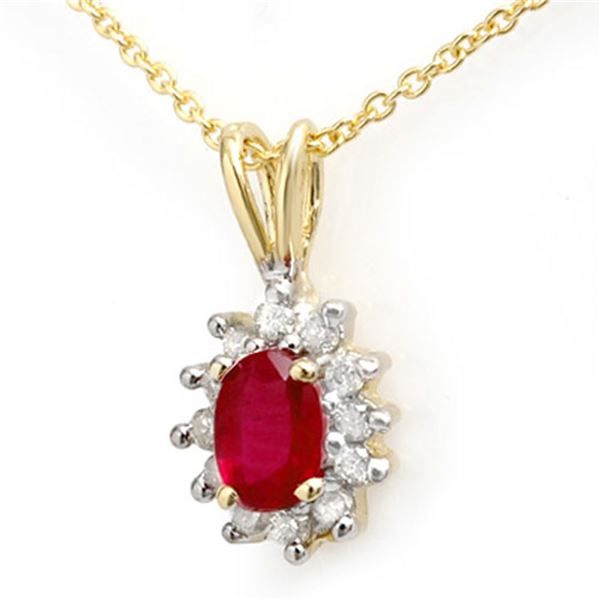 0.51 ctw Ruby & Diamond Pendant 10k Yellow Gold - REF-10H2R