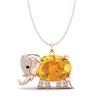 Image 2 : 8 ctw Citrine & Micro Pave Elephant VS/SI Diamond Necklace 10k Rose Gold - REF-33Y3X