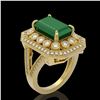 Image 2 : 7.11 ctw Certified Emerald & Diamond Victorian Ring 14K Yellow Gold - REF-178K2Y