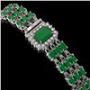 Image 2 : 28.74 ctw Emerald & Diamond Bracelet 14K White Gold - REF-318F2M