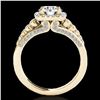 Image 2 : 1.75 ctw Certified Diamond Solitaire Halo Ring 10k Yellow Gold - REF-204R5K