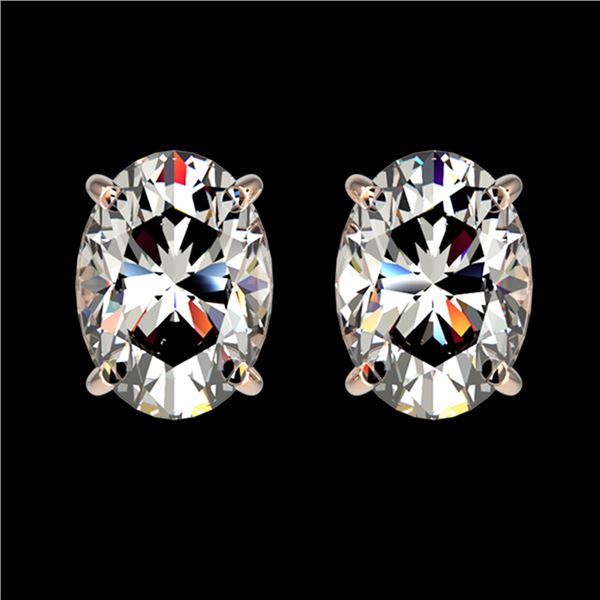 2 ctw Certified VS/SI Quality Oval Diamond Stud Earrings 10k Rose Gold - REF-478R6K