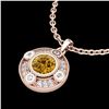 Image 2 : 1.01 ctw Intense Fancy Yellow Diamond Art Deco Necklace 18k Rose Gold - REF-136M4G