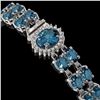 Image 3 : 19.3 ctw London Topaz & Diamond Bracelet 14K White Gold - REF-254R5K