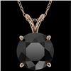Image 1 : 2.58 ctw Fancy Black Diamond Solitaire Necklace 10k Rose Gold - REF-60G3W