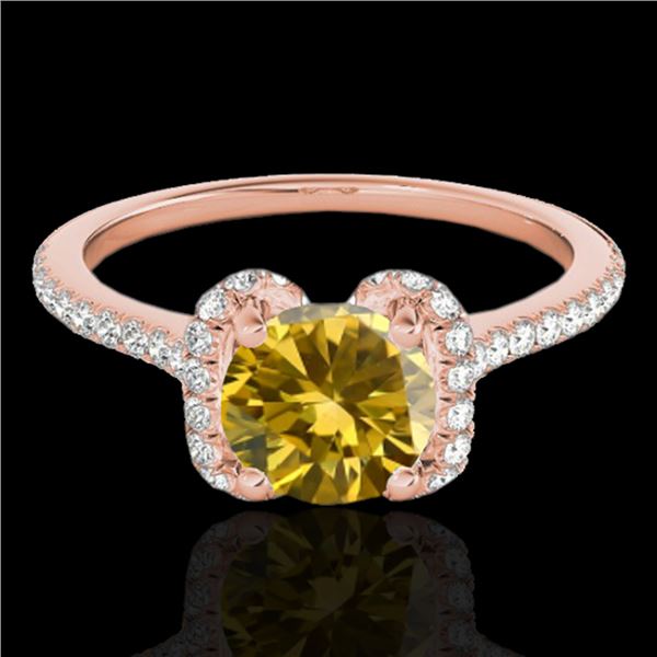 1.33 ctw Certified SI/I Fancy Intense Yellow Diamond Ring 10k Rose Gold - REF-190G9W