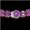 Image 3 : 31.28 ctw Amethyst & Diamond Necklace 14K Rose Gold - REF-454M5G