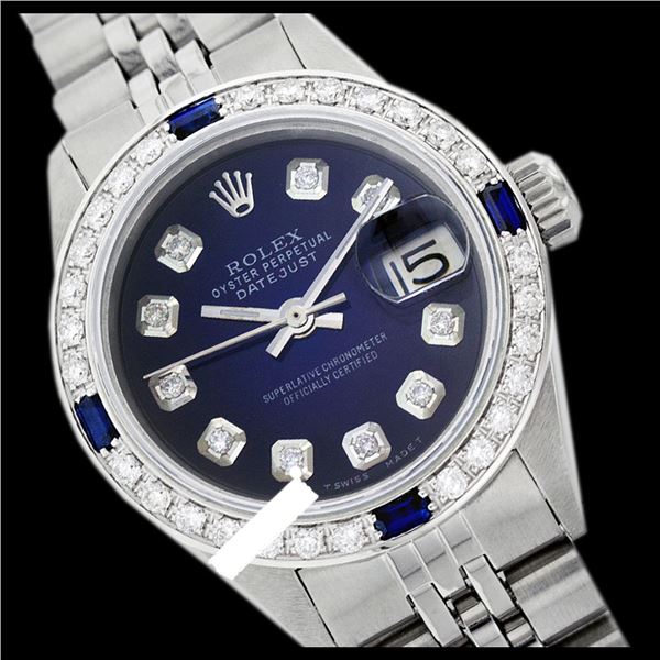 Rolex Ladies Stainless Steel, Diam Dial & Diam/Sapphire Bezel, Sapphire Crystal