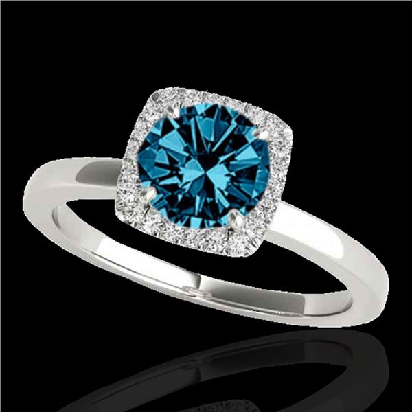 1.15 ctw SI Certified Fancy Blue Diamond Halo Ring 10k White Gold - REF-122R6K