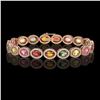 Image 1 : 14.25 ctw Multi Color Sapphire & Diamond Micro Pave Bracelet 10k Rose Gold - REF-304H5R