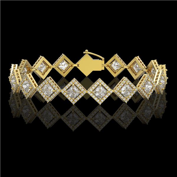 11.7 ctw Princess Cut Diamond Micro Pave Bracelet 18K Yellow Gold - REF-1611W3H