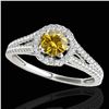 Image 1 : 1.3 ctw Certified SI/I Fancy Intense Yellow Diamond Ring 10k White Gold - REF-177G3W