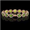 Image 2 : 15.8 ctw Peridot & Diamond Micro Pave Halo Bracelet 10k Rose Gold - REF-316G8W