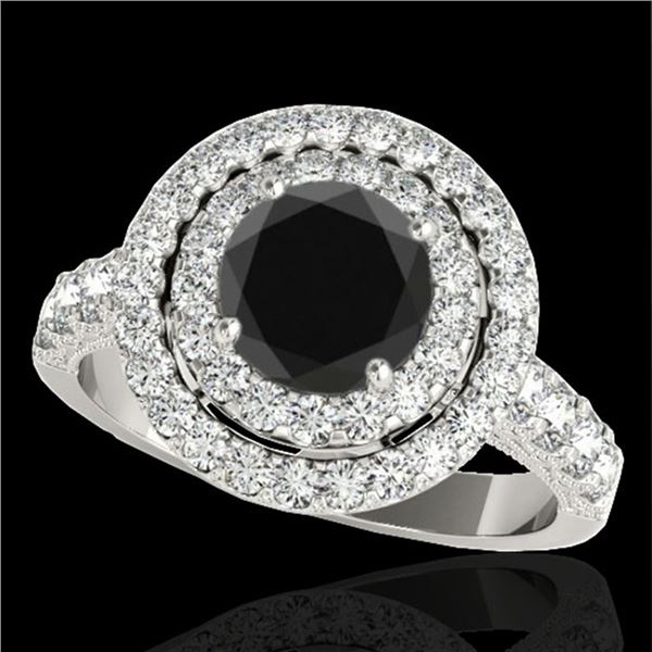 3 ctw Certified VS Black Diamond Solitaire Halo Ring 10k White Gold - REF-110X3A