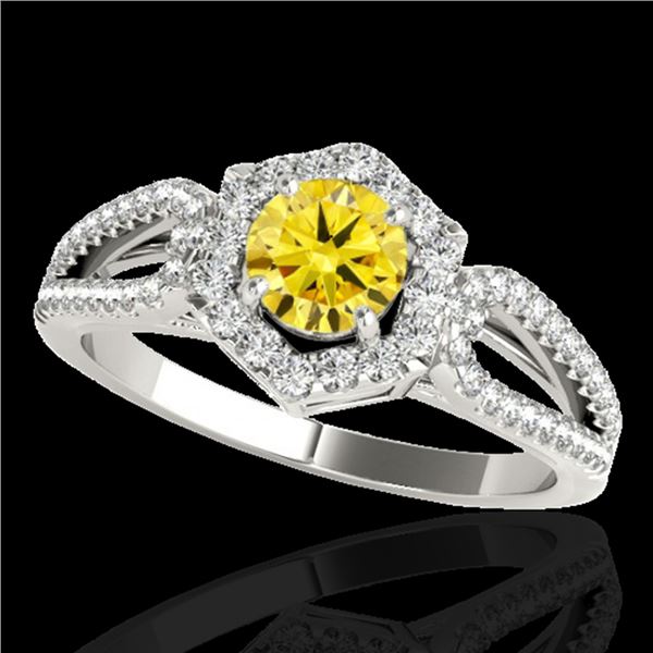 1.43 ctw Certified SI/I Fancy Intense Yellow Diamond Ring 10k White Gold - REF-204H5R