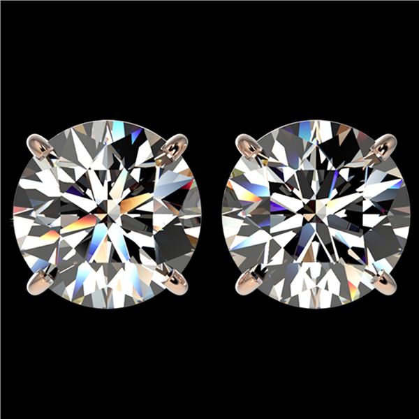 4 ctw Certified Diamond Solitaire Stud Earrings 10k Rose Gold - REF-862N5F