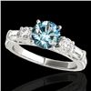 Image 1 : 2 ctw SI Certified Fancy Blue Diamond Pave Solitaire Ring 10k White Gold - REF-166H4R