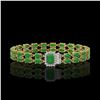Image 1 : 12.3 ctw Jade & Diamond Bracelet 14K Yellow Gold - REF-236N4F