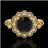 Image 2 : 1.2 ctw Fancy Black Diamond Engagment Art Deco Ring 18k Yellow Gold - REF-107R3K