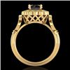 Image 3 : 1.2 ctw Fancy Black Diamond Engagment Art Deco Ring 18k Yellow Gold - REF-107R3K