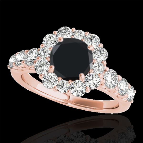 2.25 ctw Certified Black Diamond Solitaire Halo Ring 10k Rose Gold - REF-94H3R
