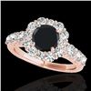 Image 1 : 2.25 ctw Certified Black Diamond Solitaire Halo Ring 10k Rose Gold - REF-94H3R