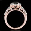 Image 2 : 2.25 ctw Certified Black Diamond Solitaire Halo Ring 10k Rose Gold - REF-94H3R