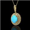 Image 1 : 8.97 ctw Turquoise & Diamond Victorian Necklace 14K Yellow Gold - REF-245N5F