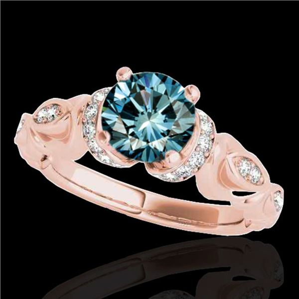 1.2 ctw SI Certified Fancy Blue Diamond Antique Ring 10k Rose Gold - REF-121Y4X