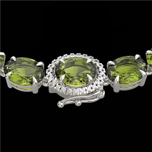 66 ctw Green Tourmaline & VS/SI Diamond Micro Necklace 14k White Gold - REF-618F2M