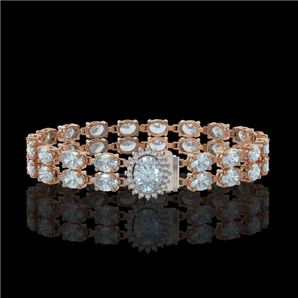 20.47 ctw Aquamarine & Diamond Bracelet 14K Rose Gold - REF-336N4F