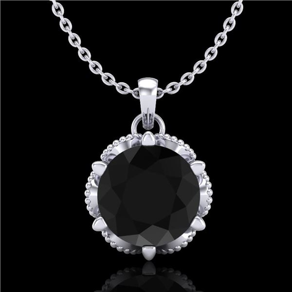 1.36 ctw Fancy Black Diamond Art Deco Stud Necklace 18k White Gold - REF-85A5N