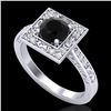 Image 1 : 1.1 ctw Fancy Black Diamond Engagment Art Deco Ring 18k White Gold - REF-87G3W