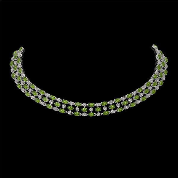 37.97 ctw Tourmaline & Diamond Necklace 10K White Gold - REF-627M3G