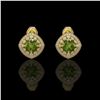 Image 1 : 4.39 ctw Tourmaline & Diamond Victorian Earrings 14K Yellow Gold - REF-131M8G