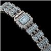 Image 2 : 21.86 ctw Aquamarine & Diamond Bracelet 14K White Gold - REF-318F2M