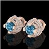 Image 1 : 2.75 ctw Fancy Intense Blue Diamond Micro Pave Earrings 18k Rose Gold - REF-236Y4X