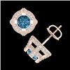 Image 3 : 2.75 ctw Fancy Intense Blue Diamond Micro Pave Earrings 18k Rose Gold - REF-236Y4X