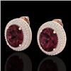 Image 1 : 9 ctw Garnet & Micro Pave VS/SI Diamond Earrings 14k Rose Gold - REF-142Y5X
