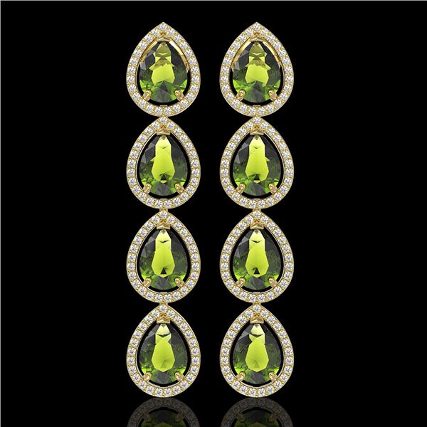10.48 ctw Tourmaline & Diamond Micro Pave Halo Earrings 10k Yellow Gold - REF-195N6F