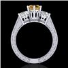Image 3 : 2.01 ctw Intense Fancy Yellow Diamond Art Deco Ring 18k White Gold - REF-343W6H