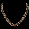 Image 1 : 73.44 ctw Garnet & Diamond Micro Pave Halo Necklace 10k Yellow Gold - REF-696A2N