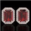 Image 1 : 12 ctw Garnet & Micro Pave VS/SI Diamond Earrings 14k Rose Gold - REF-72K8Y
