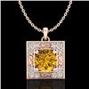 Image 1 : 1.02 ctw Intense Fancy Yellow Diamond Art Deco Necklace 18k Rose Gold - REF-143G6W