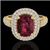 Image 1 : 3.10 ctw Garnet & Micro Pave VS/SI Diamond Certified Ring 10k Yellow Gold - REF-100M2G