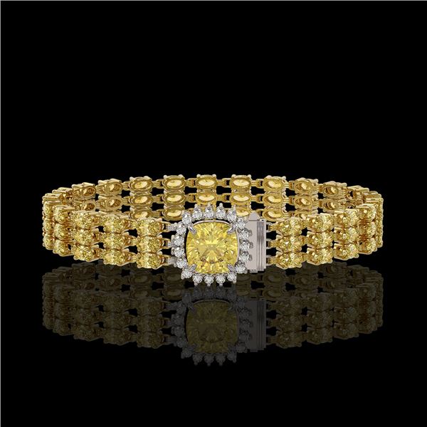 25.15 ctw Citrine & Diamond Bracelet 14K Yellow Gold - REF-281G8W